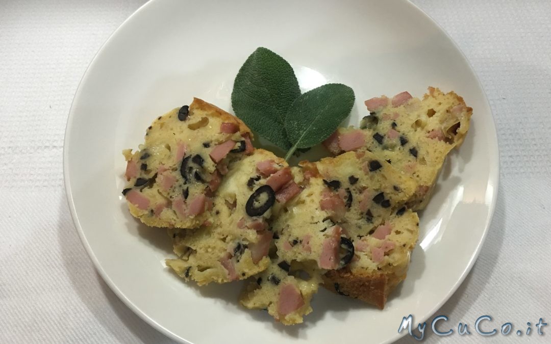 Tortino salato mortadella, formaggio e olive nere